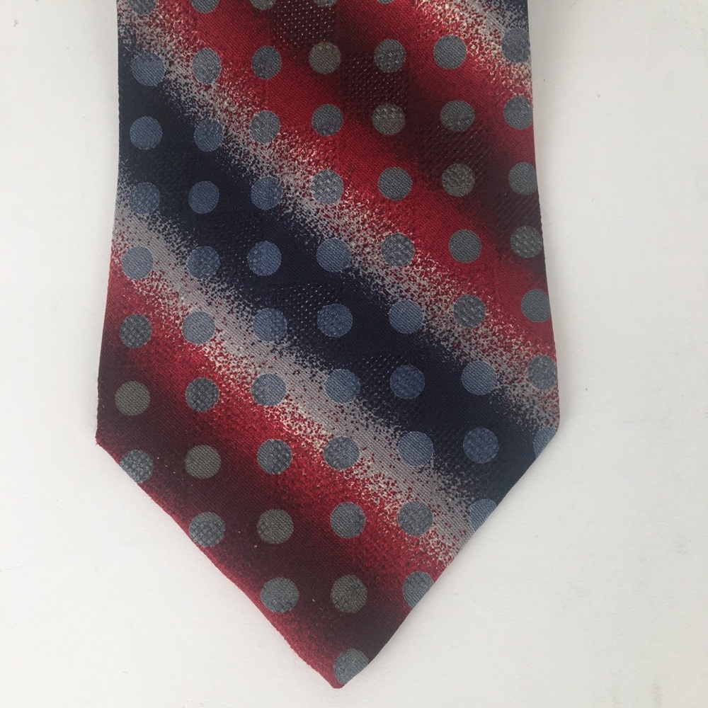 Galli’s red blue white pure silk striped neck tie
